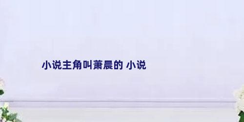 小说主角叫萧晨的 小说
